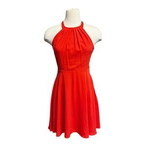 Elegant Red Halter Dress